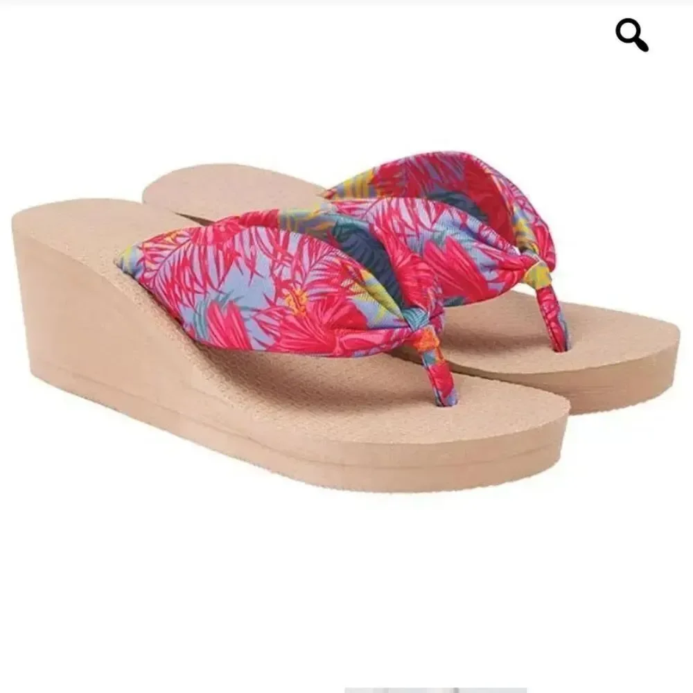 BRAND NEW PRINTED WEDGE FLIP-FLOP